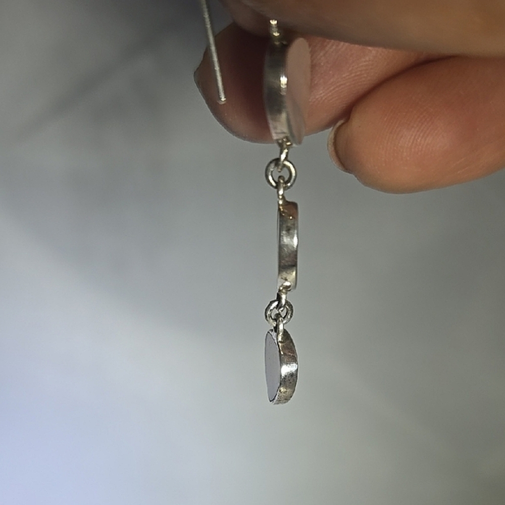 Silver Mother of Pearl Dangle Earrings - Picture 5 of 6